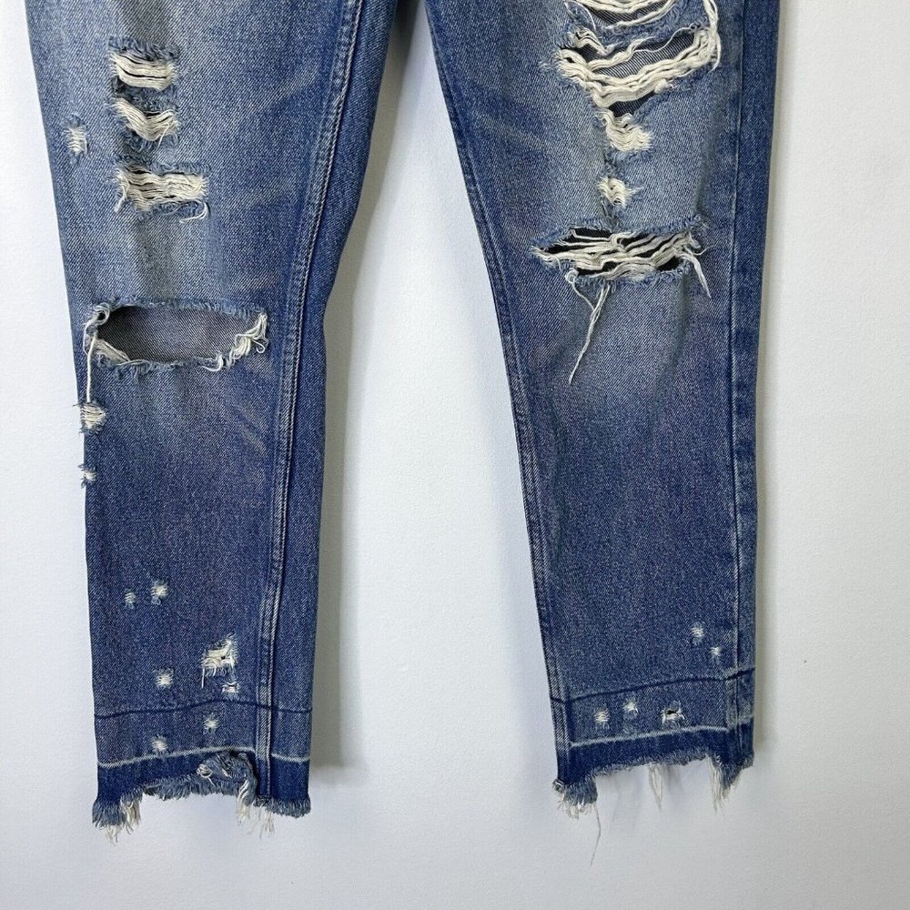 Abercrombie Fitch Annie High Rise Girlfriend Jeans Womens Size 25 Ankle Destoyed - Picture 5 of 10